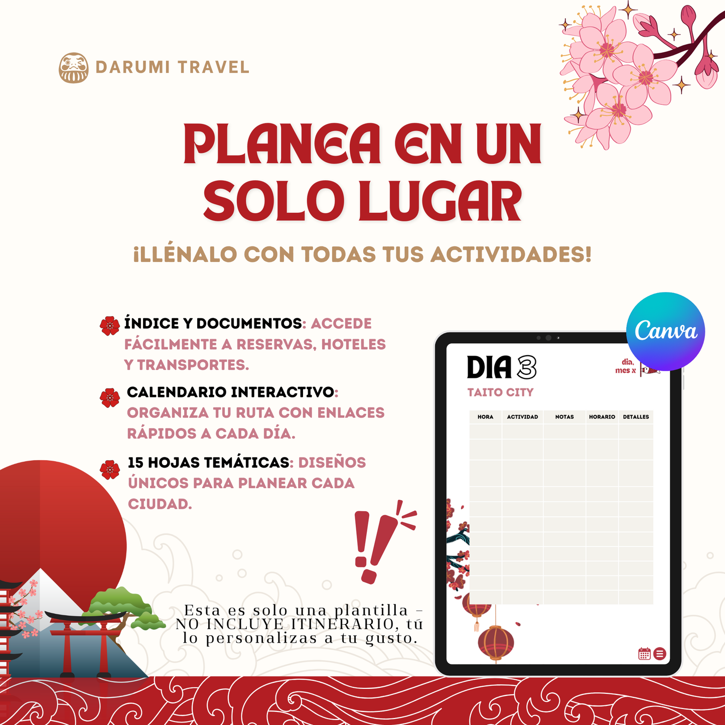 Plantilla de Itinerario de Bolsillo para Japón